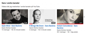 En remsa med bilder, tre på rad, av Sara Bäckmo 20 år gammal.