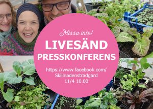 Ett bildkollage med text om presskonferensen.