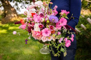 Sommarmalva som snittblomma i bukett