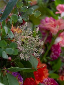 Snittblommor i ett arrangemang.