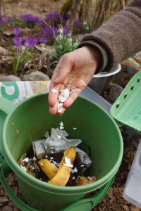 Sara gör en mask-kompost